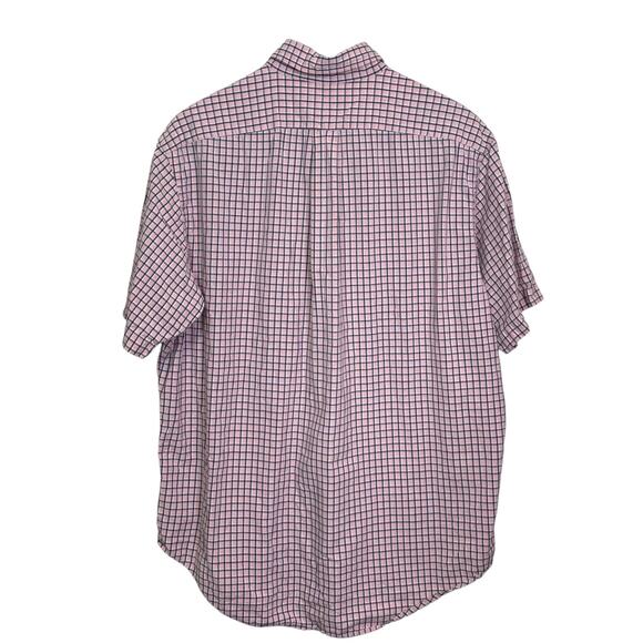 Ralph Lauren Jeans Co Size Large Pink Plaid Short Sleeve Button Up Camp Shirt - Picture 3 of 5
